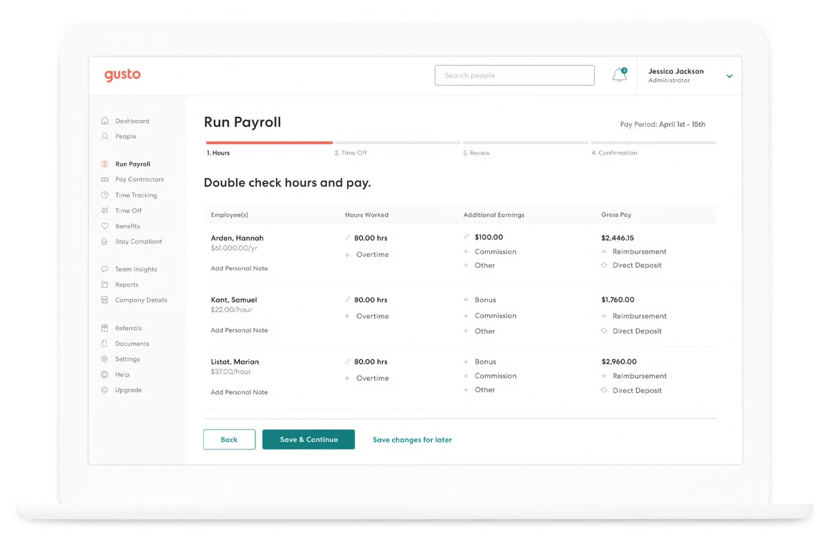 Gusto platform dashboard 1