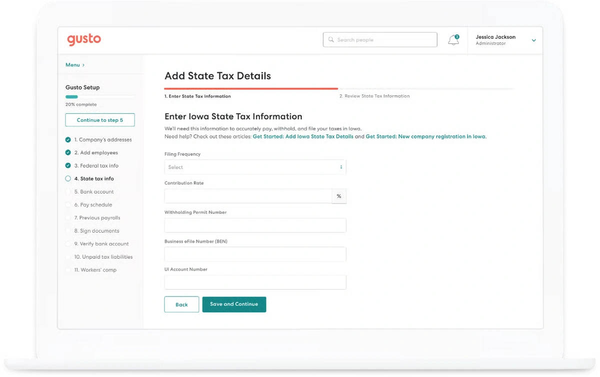 Gusto platform dashboard 3