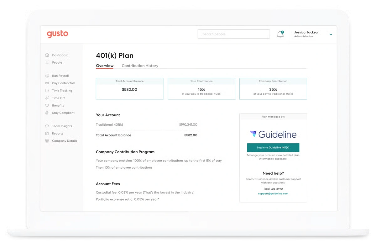 Gusto platform dashboard 5