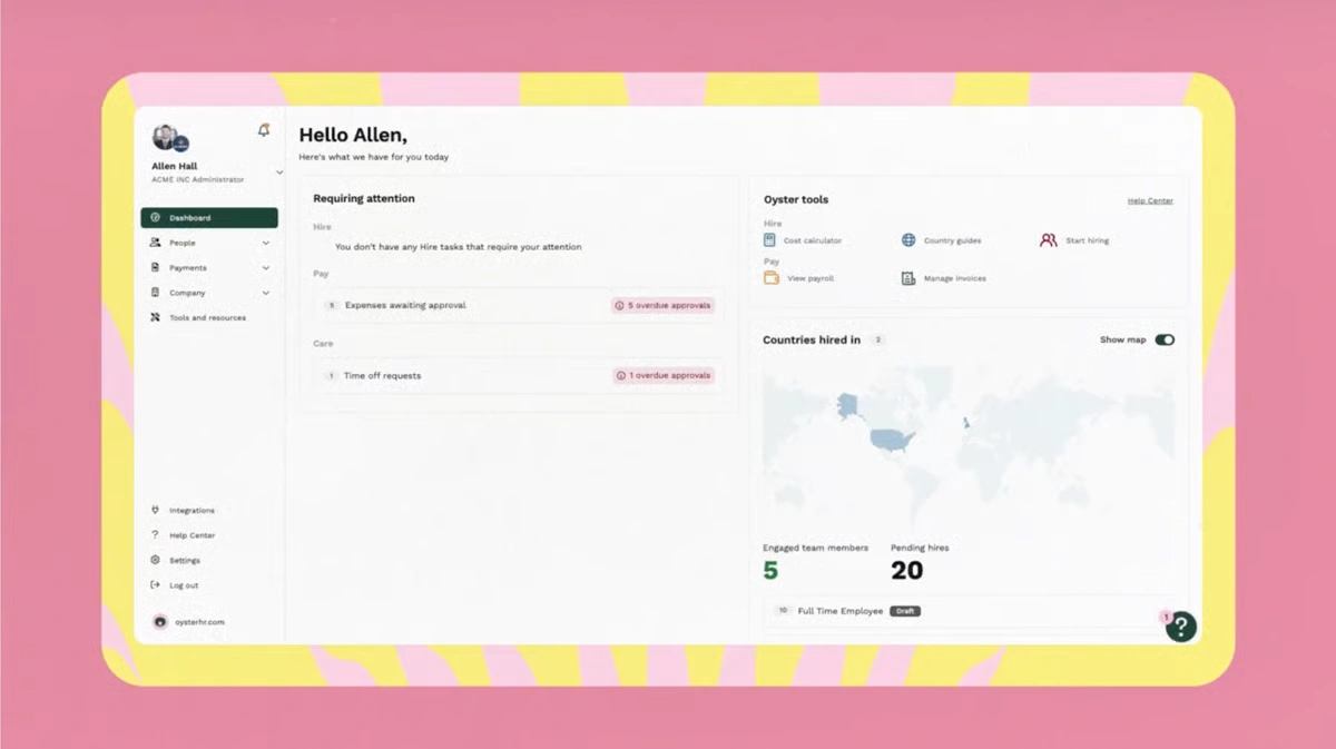 Oyster platform dashboard 1